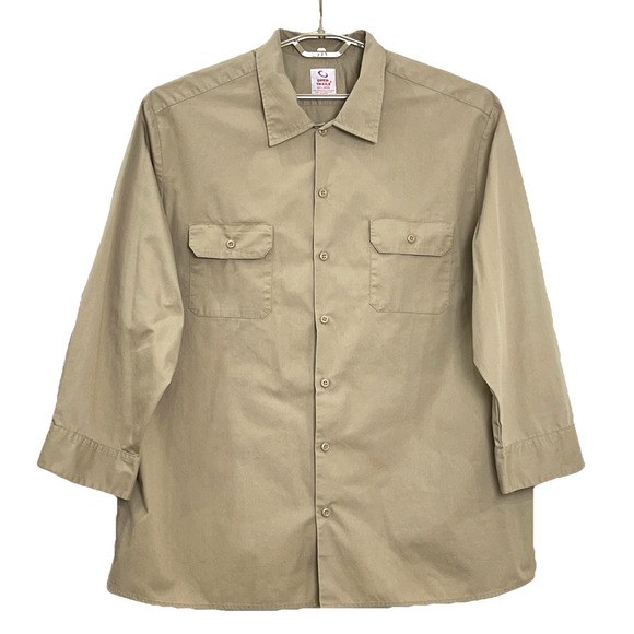 Open Trails Mens Work Shirt 3XL Tan Relaxed Fit‎ Button Down Long Sleeve Pockets - Picture 2 of 7